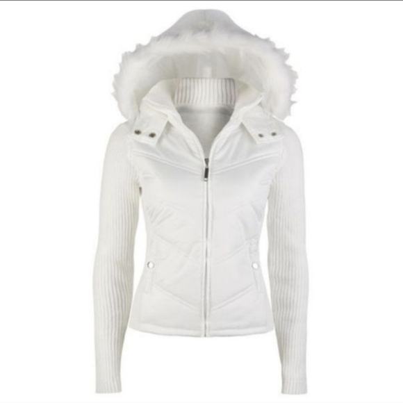Women's White Hooded Jacket - Picture 2 of 7